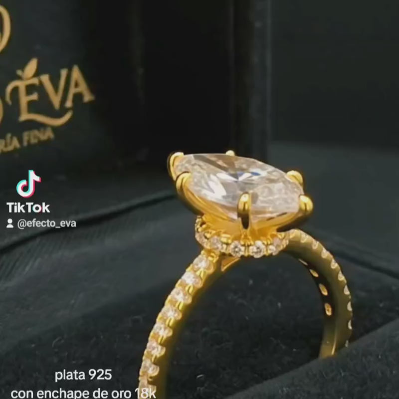 R012 Anillo Plata 925   enchapado en ORO