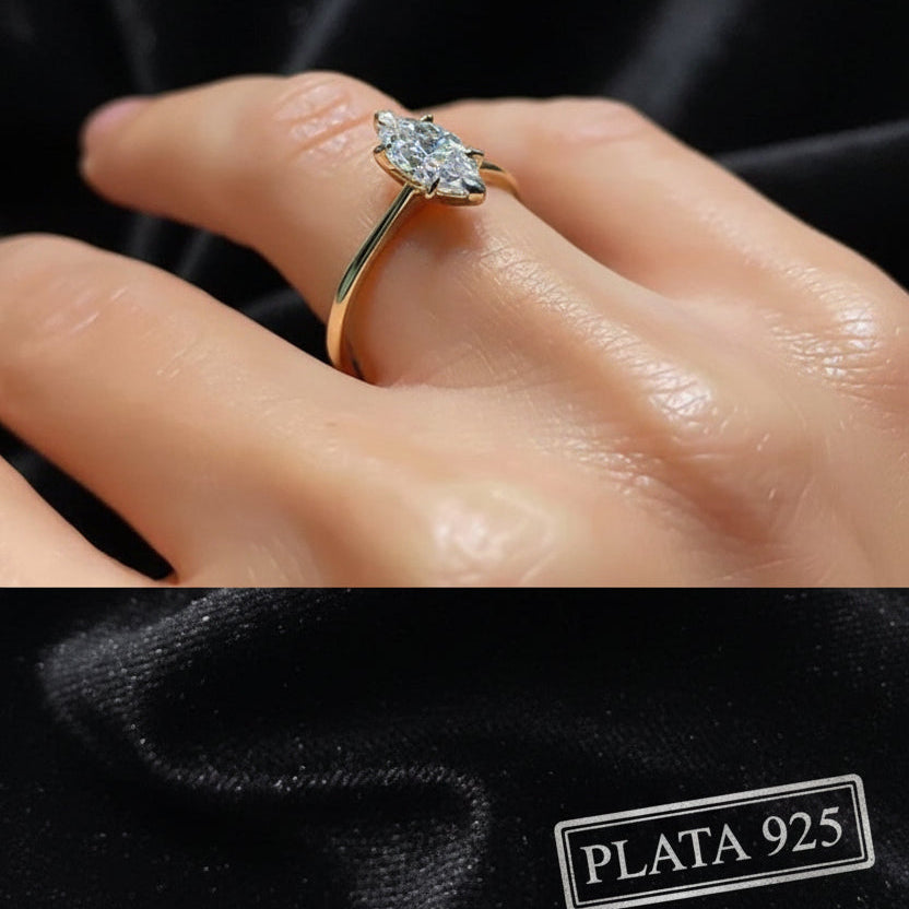 R031 Anillo plata enchapado en ORO