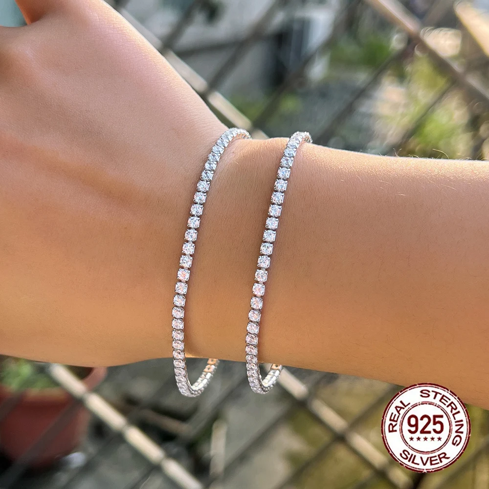 027 pulsera  tenis de plata mujer