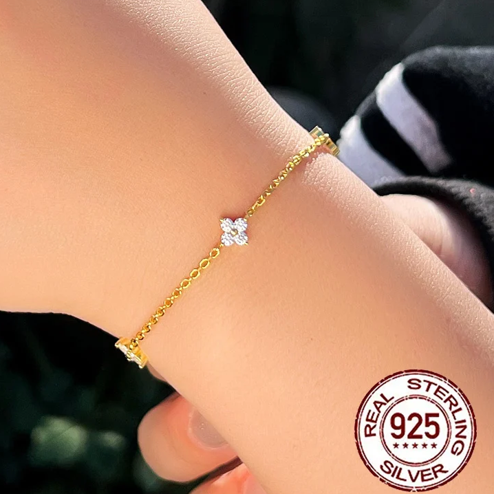 020 pulsera de plata enchapada oro ,