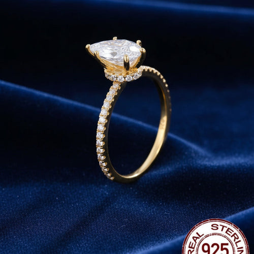 R012 Anillo Plata 925   enchapado en ORO