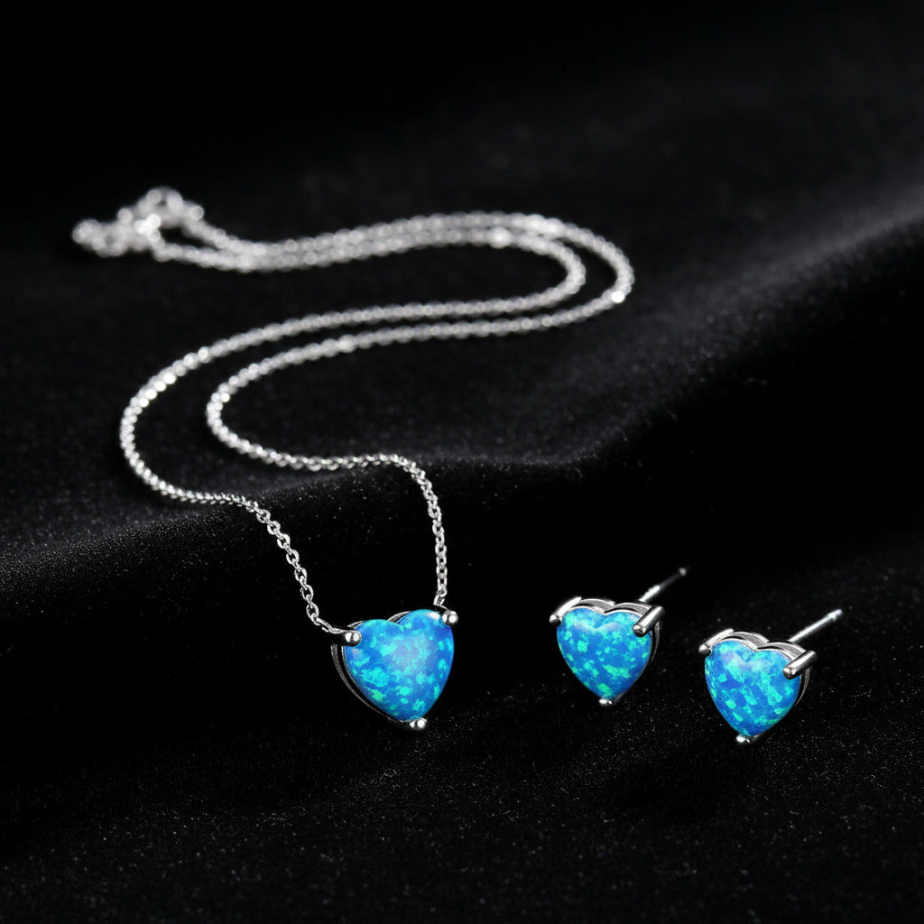 T054 collar de plata  925 con OPALO AZUL