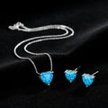 T054 Collar y Aretes  de plata  925 con OPALO AZUL