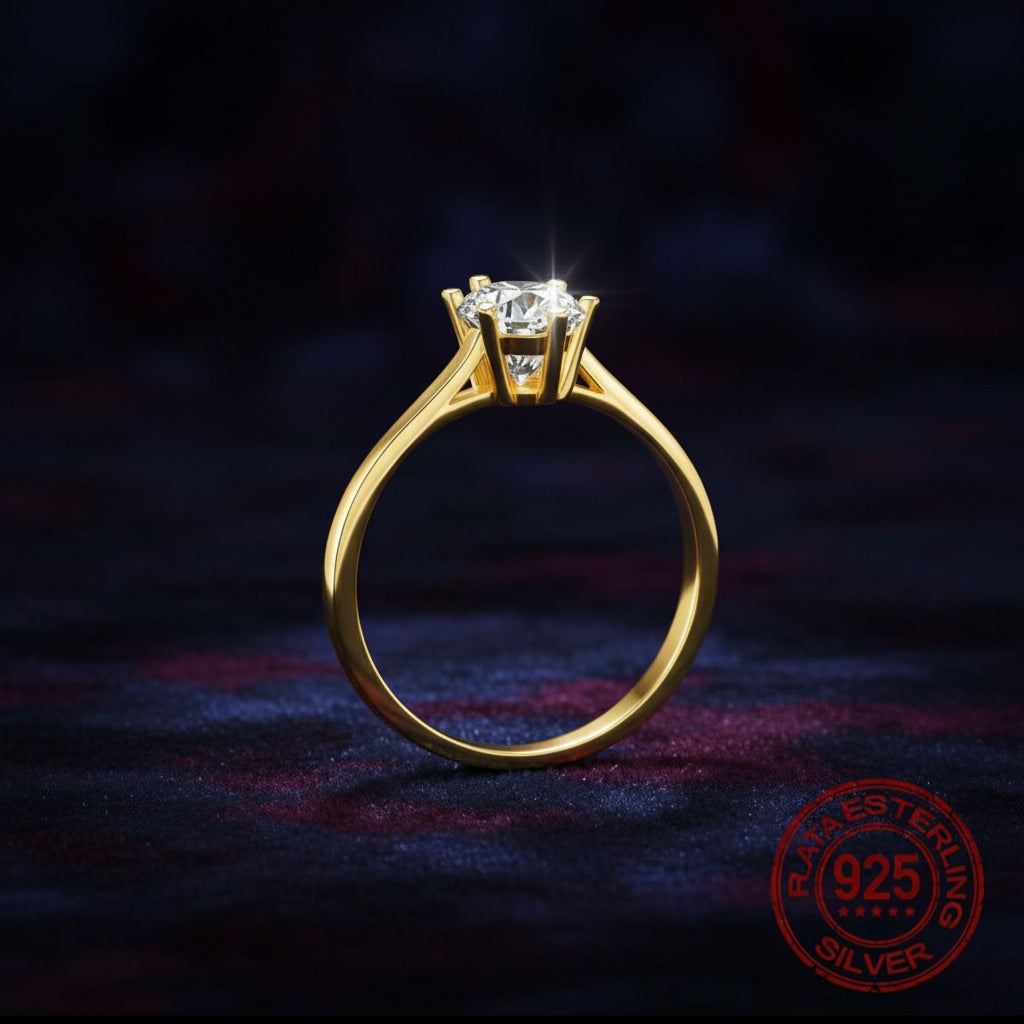 R031 Anillo plata enchapado en ORO