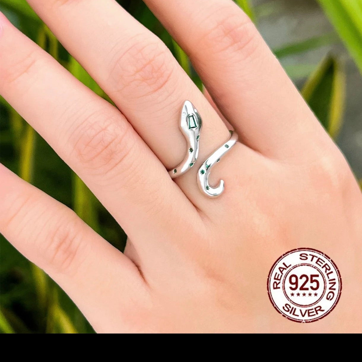 R022 Anillo Plata 925  Esmeralda Sintética Zirconia talla única