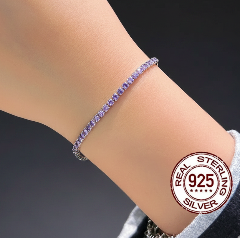 031  pulsera  tenis de plata con piedra circonia