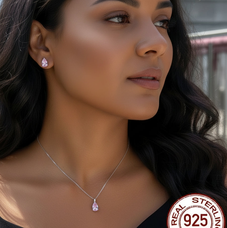 T047 Colección Collar y Aretes de plata de plata S925 (copia)