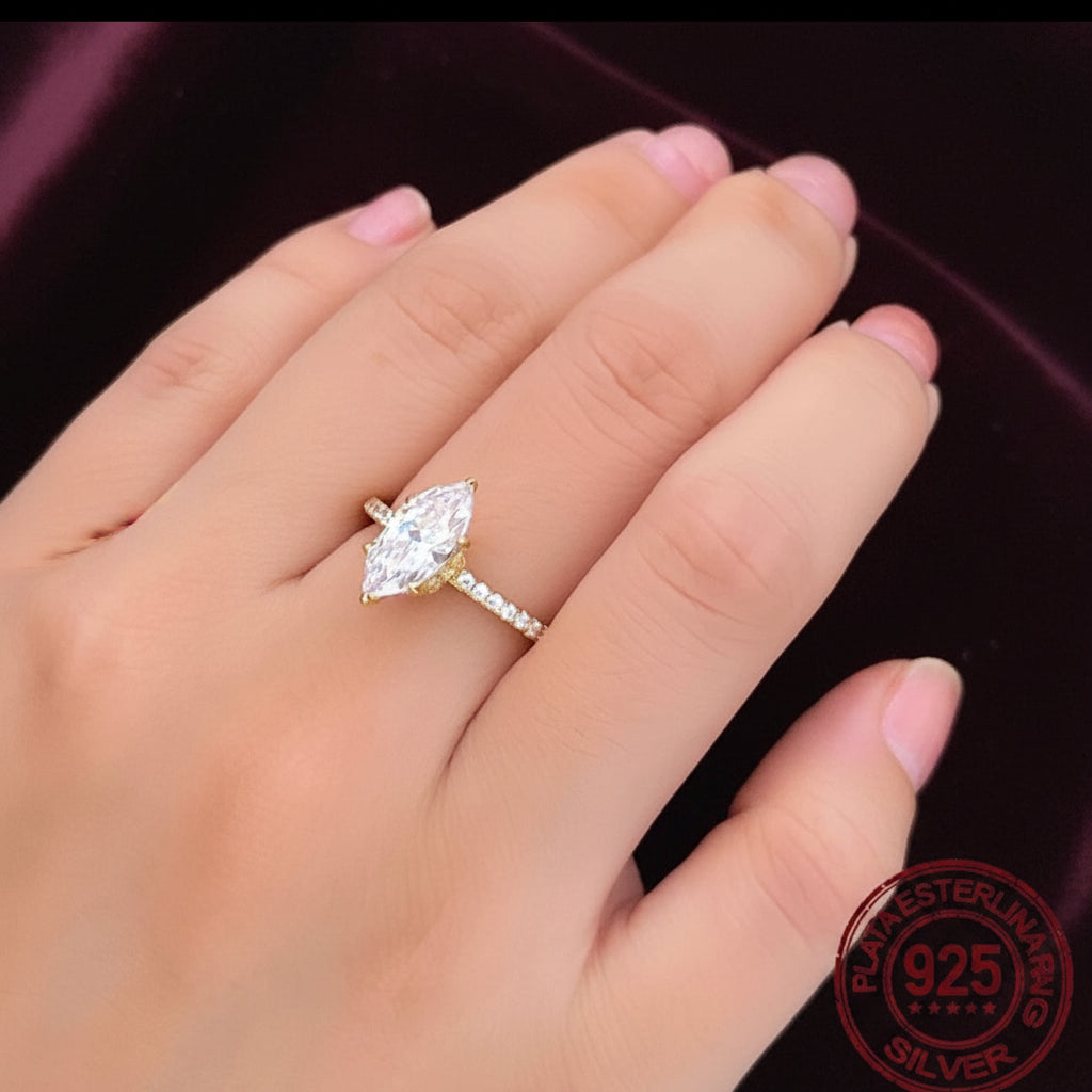 R012 Anillo Plata 925   enchapado en ORO