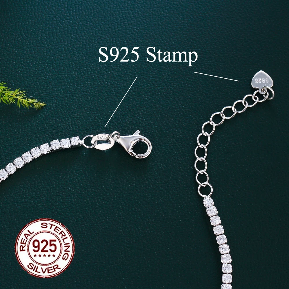 017 pulsera de plata 925 estilo tenis