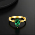 R031 Anillo plata Esmeralda  zirconia  enchapado en ORO