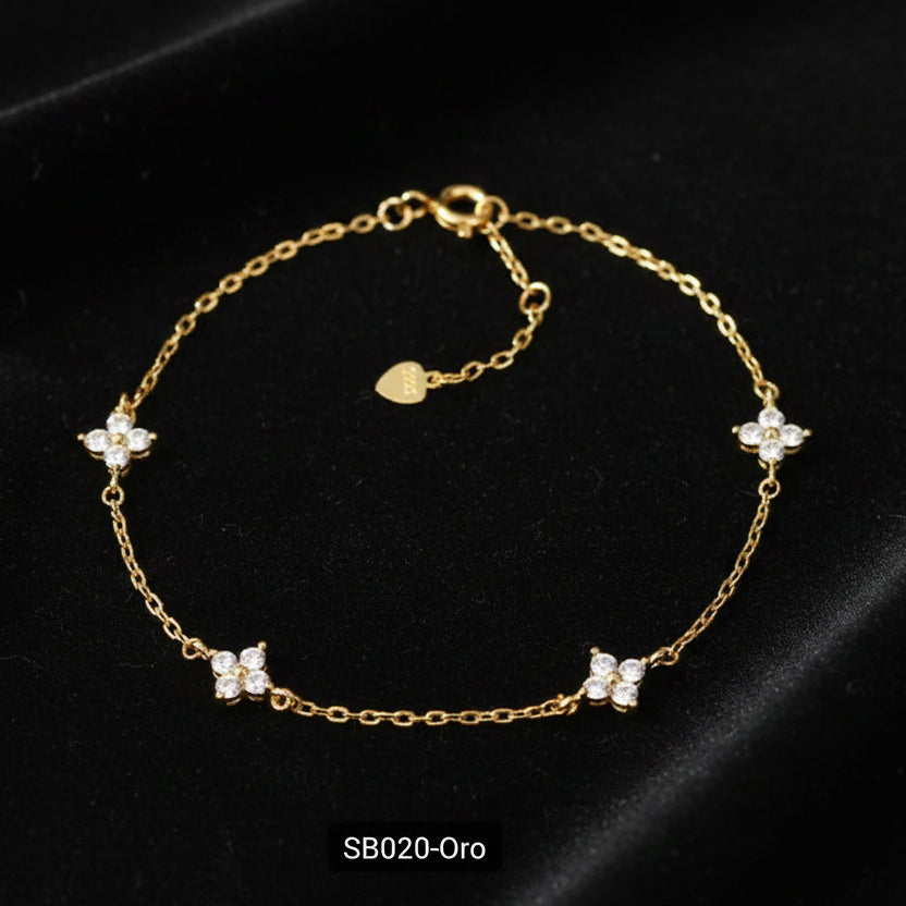 020 pulsera de plata enchapada oro ,