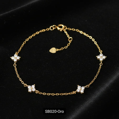 020 pulsera de plata enchapada oro ,