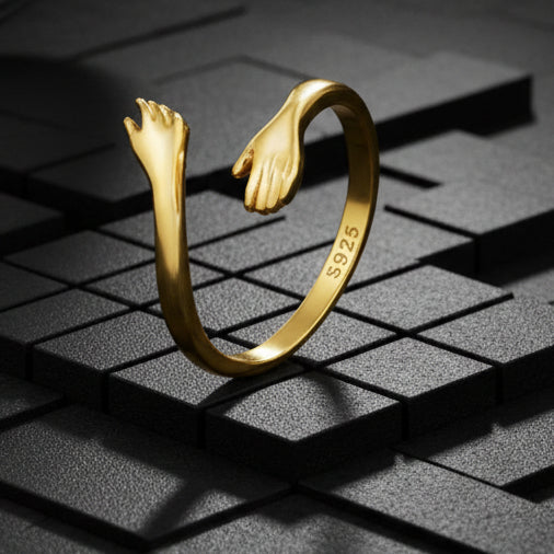 R025 Anillo Plata 925 talla única baño de oro 18k