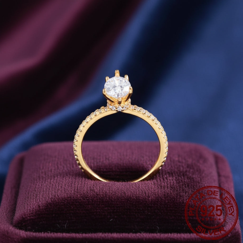 R012 Anillo Plata 925   enchapado en ORO